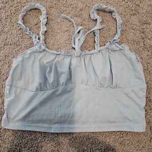 Light Blue Ruffled Crop Top